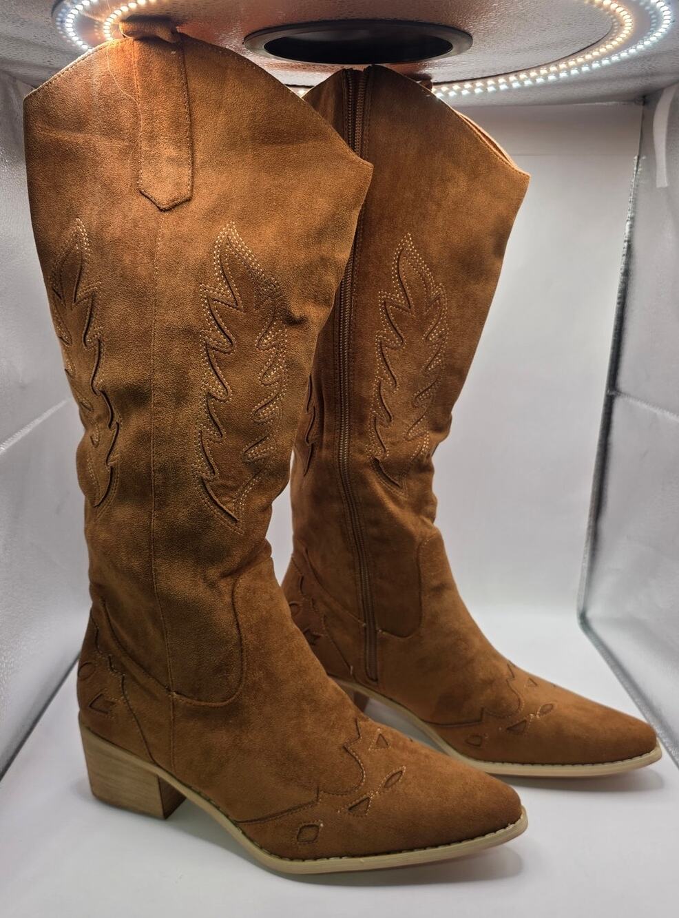 Women’s Cowboy Boots Camel Brown Size 42 US 10 Western Knee High